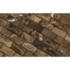 Emperador Dark Oro Marble 1X2 Brick Mosaic Tumbled-American Stone