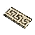 Emperador Dark Oro Marble 3 1/2X7 Greek Key Border (Emp. Dark+C. Marfil) Polished-American Stone
