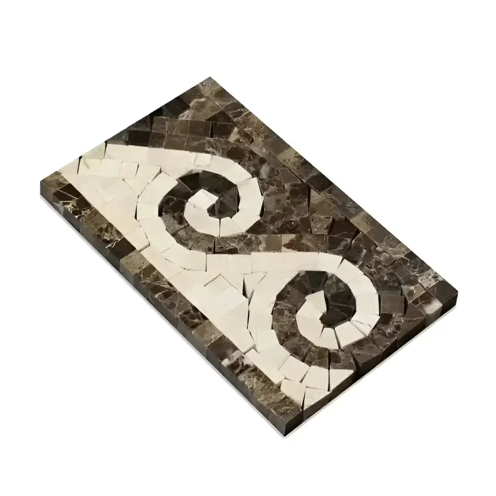 Emperador Dark Oro Marble 3 7/8X12 Wave Border (Emp. Dark+C. Marfil) Polished-American Stone