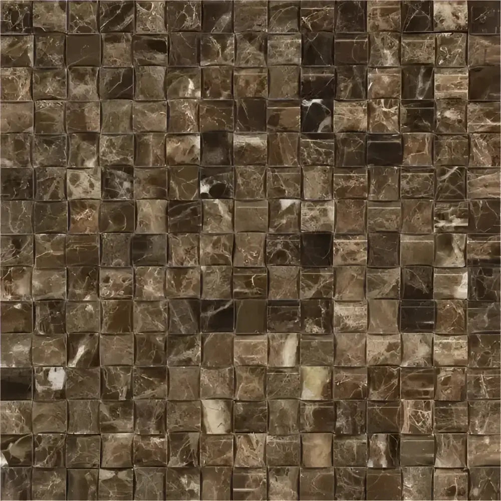 Emperador Dark Oro Marble 3-D Small-Bread Mosaic Polished-American Stone