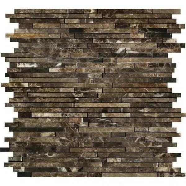 Emperador Dark Oro Marble Bamboo Sticks (Single-Color: Emperador Dark Oro) Mosaic Polished-American Stone