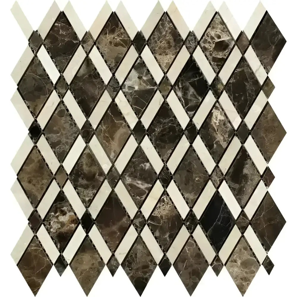 Emperador Dark Oro Marble Lattice (Emperador Dark Oro + Crema Marfil) Mosaic Polished-American Stone