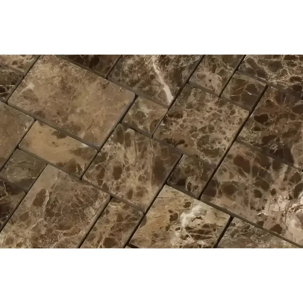 Emperador Dark Oro Marble Mini-Versailles Pattern Mosaic Polished-American Stone