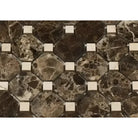 Emperador Dark Oro Marble Octagon Mosaic w/ C. Marfil Dots Mosaic Polished-American Stone