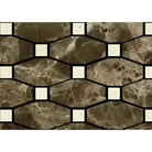 Emperador Dark Oro Marble Octave (Long Octagon) w/ C. Marfil Mosaic Polished-American Stone