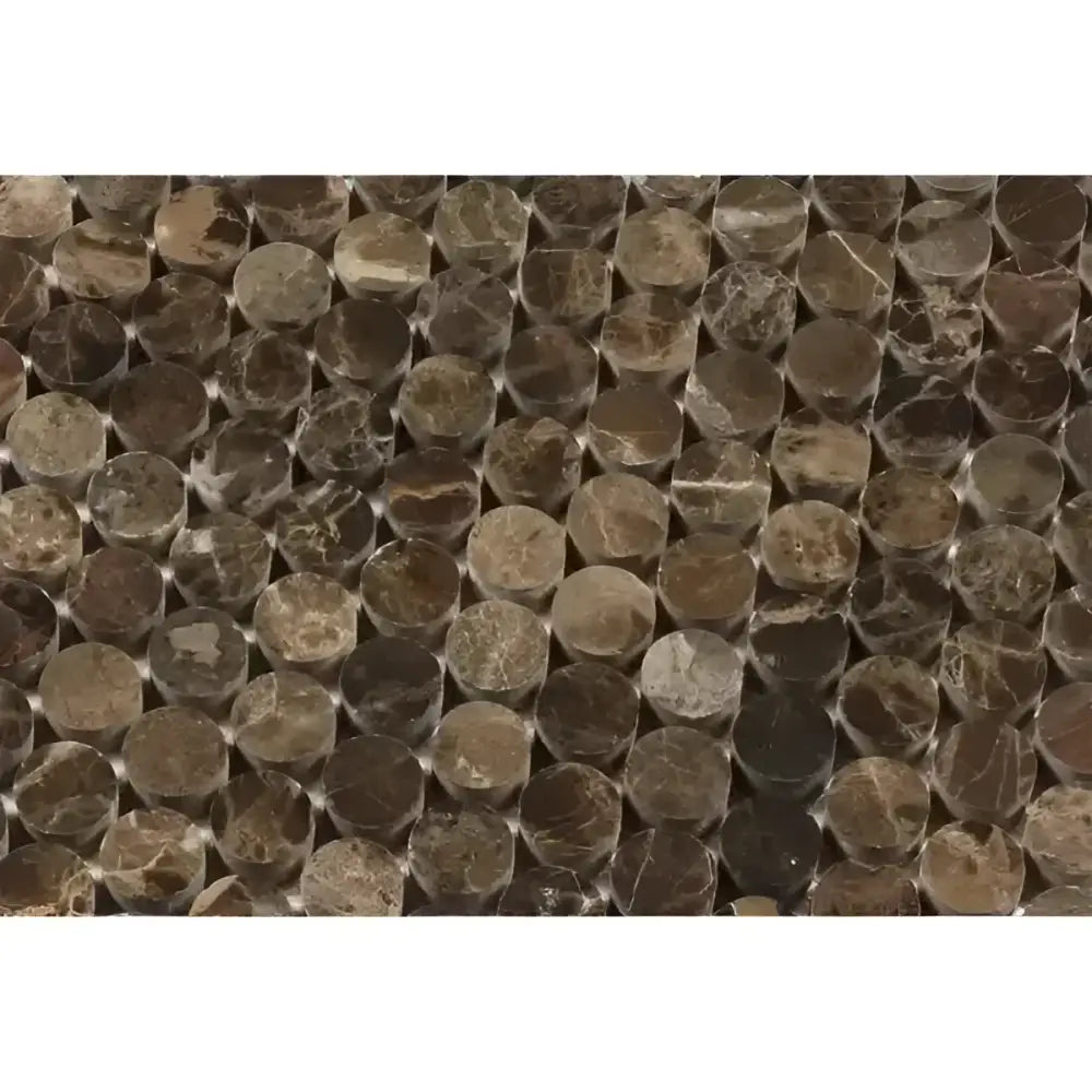 Emperador Dark Oro Marble Penny-Round Mosaic Polished-American Stone