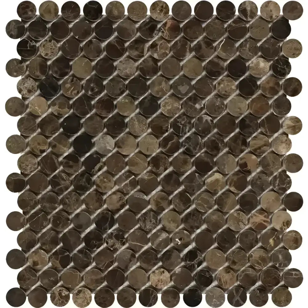 Emperador Dark Oro Marble Penny-Round Mosaic Polished-American Stone