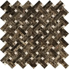 Emperador Dark Oro Marble Stanza w/ C. Marfil Dots Mosaic Polished-American Stone