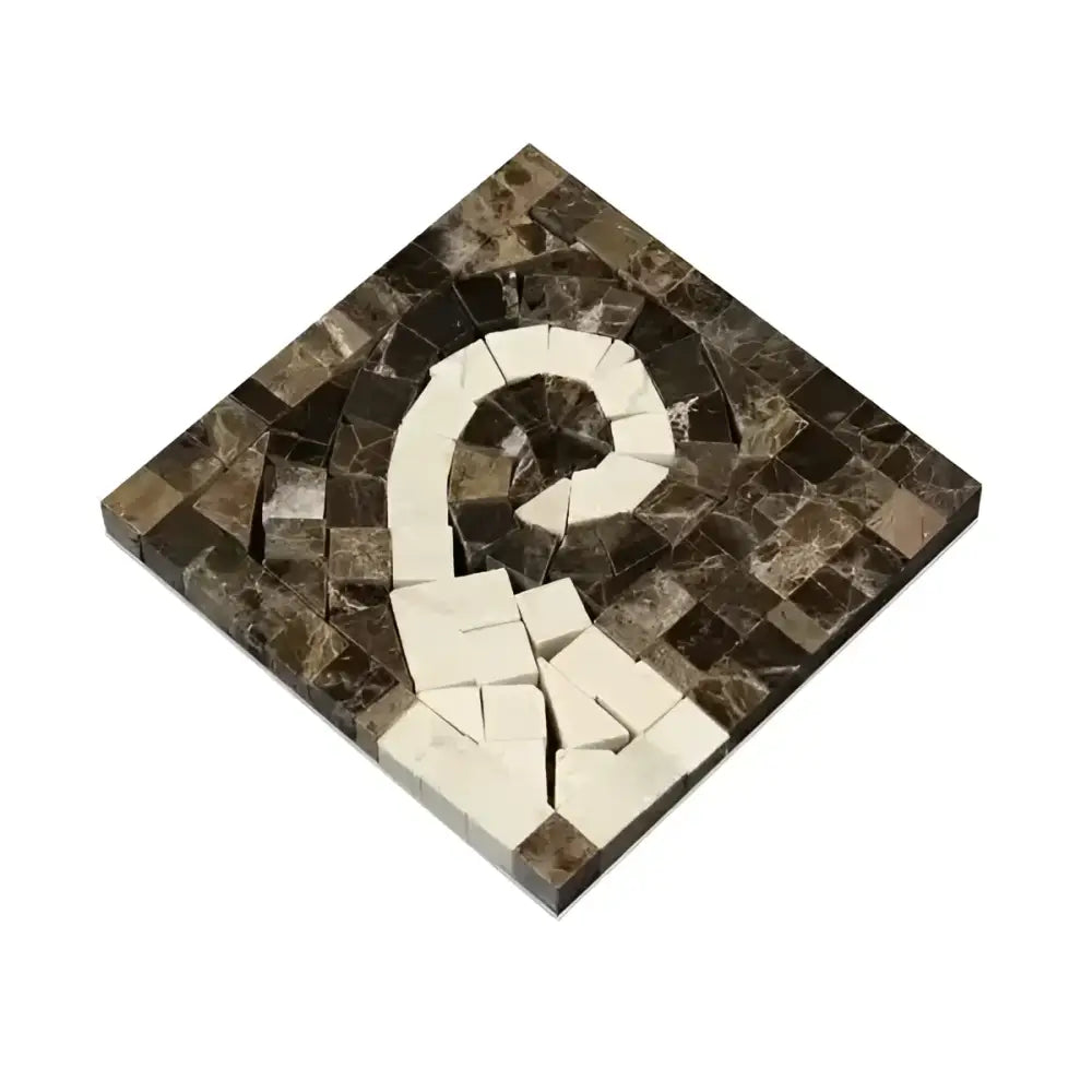 Emperador Dark Oro Marble Wave Border Corner (Emp. Dark+C. Marfil) Polished-American Stone