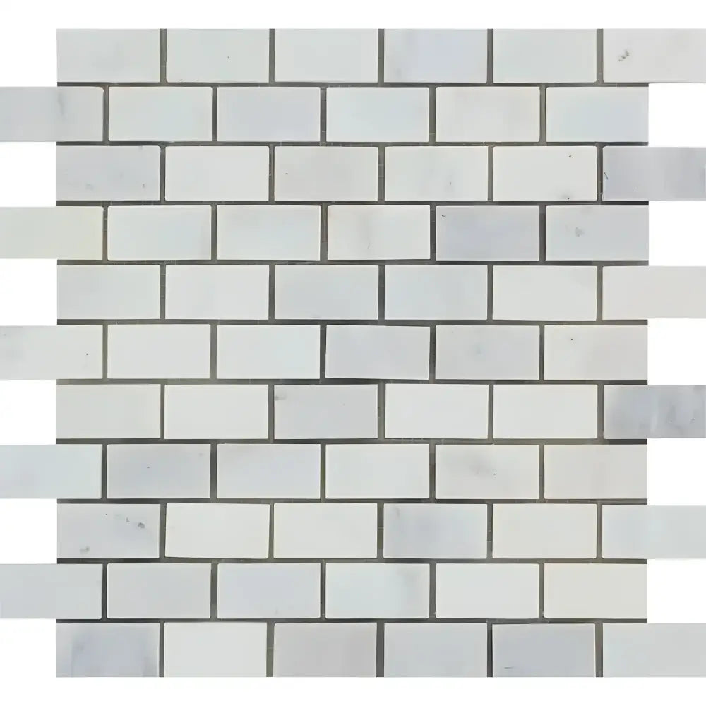 Oriental White Aurora / Asian Statuary 1X2 Marble Mosaic-American Stone