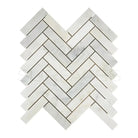 Oriental White Aurora / Asian Statuary 1X4 Herringbone Marble Mosaic-American Stone