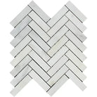 Oriental White Aurora / Asian Statuary 1X4 Herringbone Marble Mosaic-American Stone
