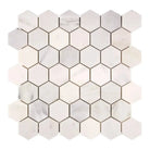 Oriental White Aurora / Asian Statuary 2" Hexagon Marble Mosaic-American Stone