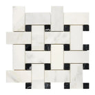Oriental White Aurora / Asian Statuary Basketweave w/Black-LARGE Marble Mosaic-American Stone
