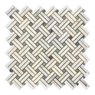 Oriental White Aurora / Asian Statuary Stanza Mosaic (w/Blue-Gray) Marble Mosaic-American Stone