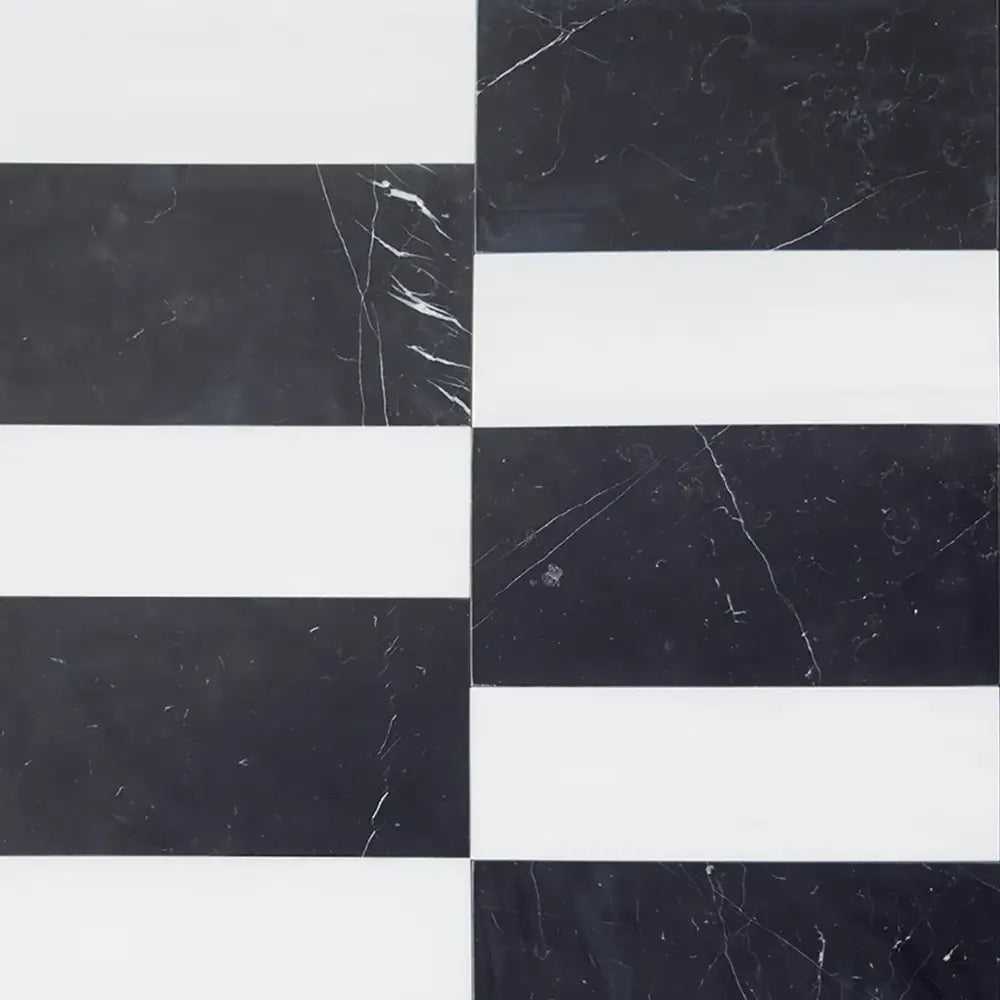 Siena in Dolomite Prestige Prestige 4X12 and Nero Marquina Prestige 6X12 Set-American Stone