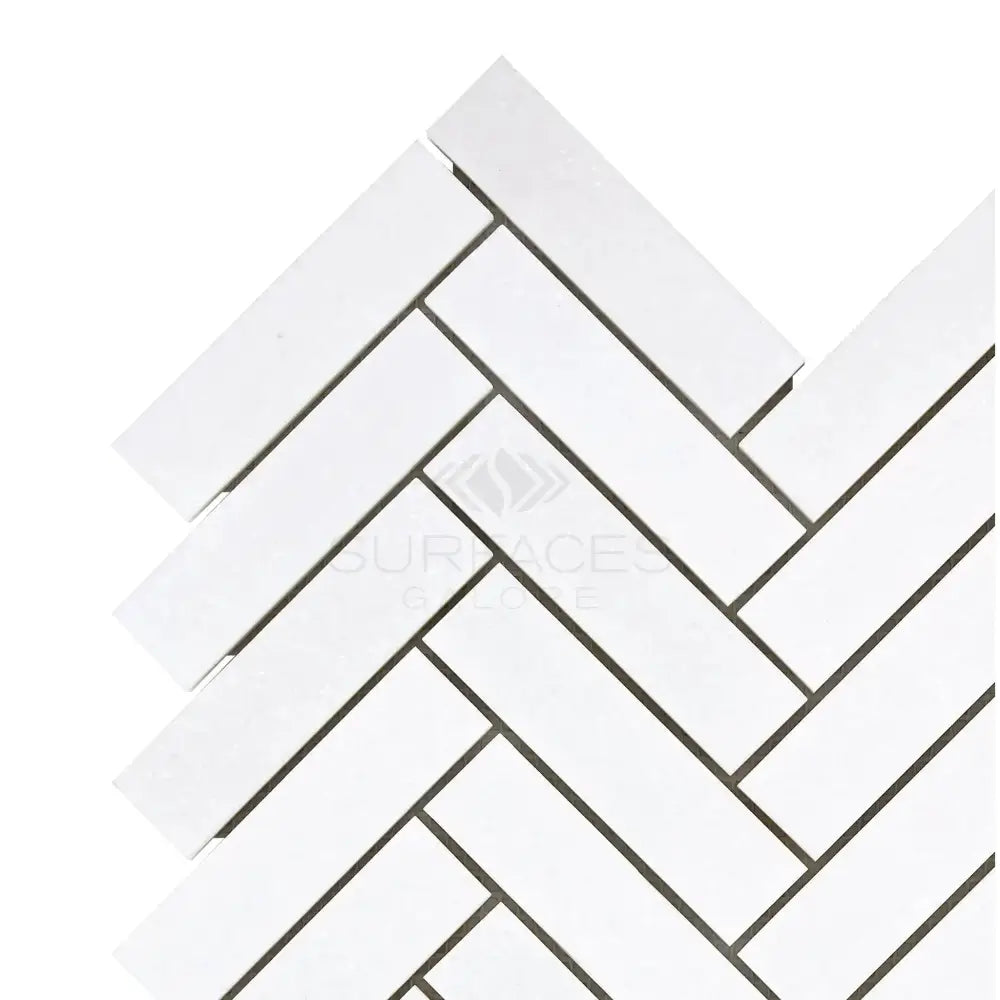 Thassos Supreme 1X4 Herringbone Mosaic Marble-American Stone