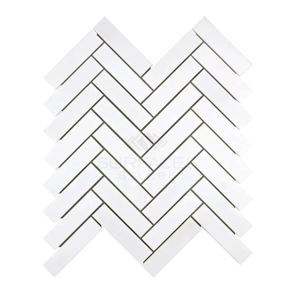 Thassos Supreme 1X4 Herringbone Mosaic Marble-American Stone