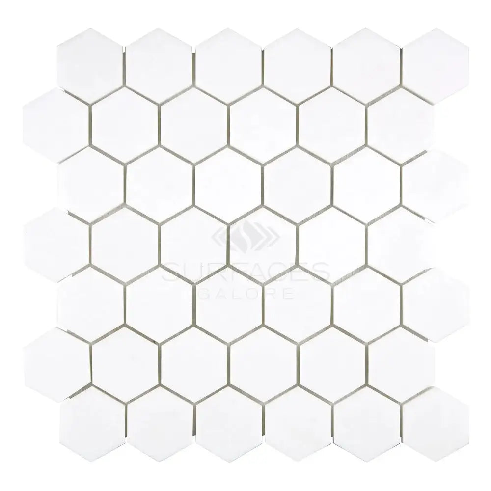Thassos Supreme 2" Hexagon Mosaic Marble-American Stone