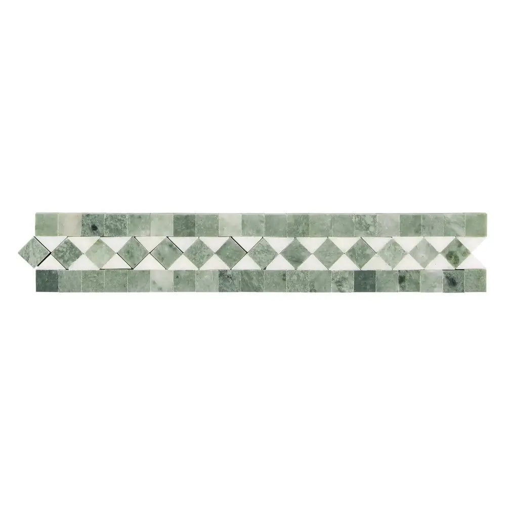 Thassos Supreme 2X12 BIAS Border (w/ Ming-Green) Marble-American Stone