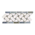 Thassos Supreme 4 3/4X12 Basketweave Border (w/ Blue-Gray) Marble-American Stone