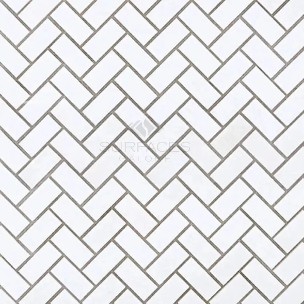 Thassos Supreme 5/8X1 1/4 Herringbone (Mini) Mosaic Marble-American Stone