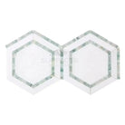 Thassos Supreme 5" Hexagon Combination w/Ming-Green Mosaic Marble-American Stone