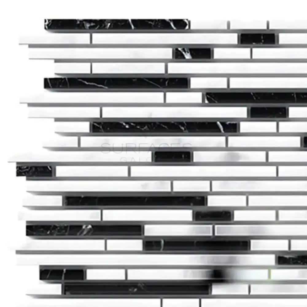 Thassos Supreme Bamboo Sticks (Thassos Supreme + Carrara + Black) Mosaic Marble-American Stone