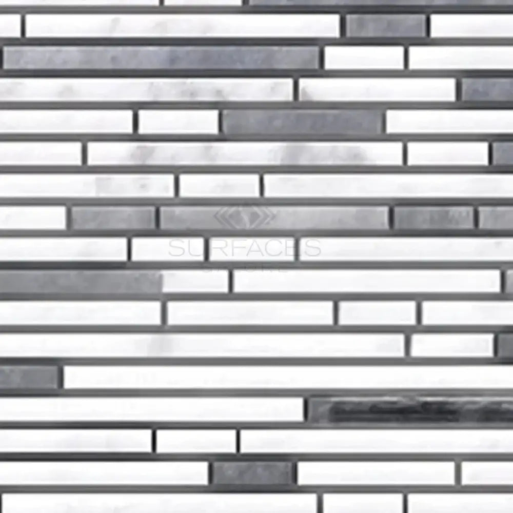 Thassos Supreme Bamboo Sticks (Thassos Supreme + Carrara + Blue-Gray) Mosaic Marble-American Stone