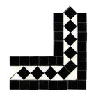 Thassos Supreme BIAS Border Corner (w/ Black) Marble-American Stone