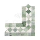 Thassos Supreme BIAS Border Corner (w/ Ming-Green) Marble-American Stone