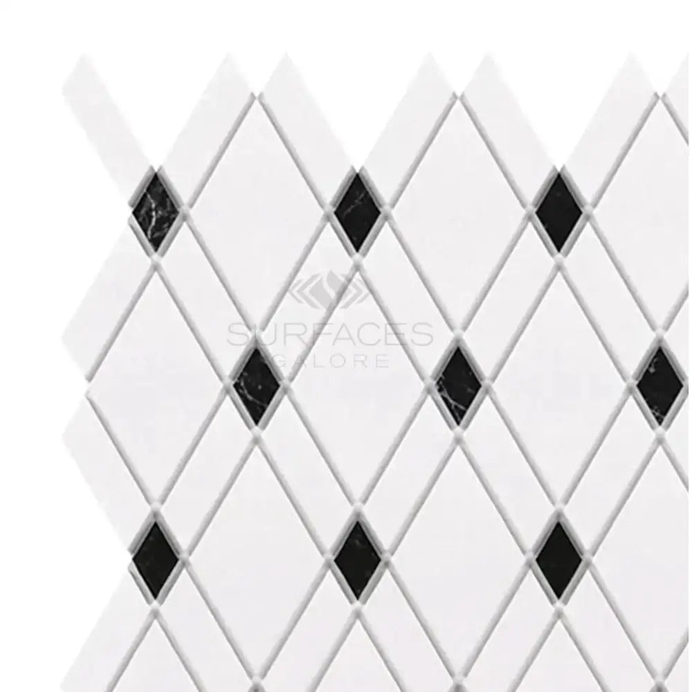 Thassos Supreme Lattice (Thassos Supreme + Black) Mosaic Marble-American Stone