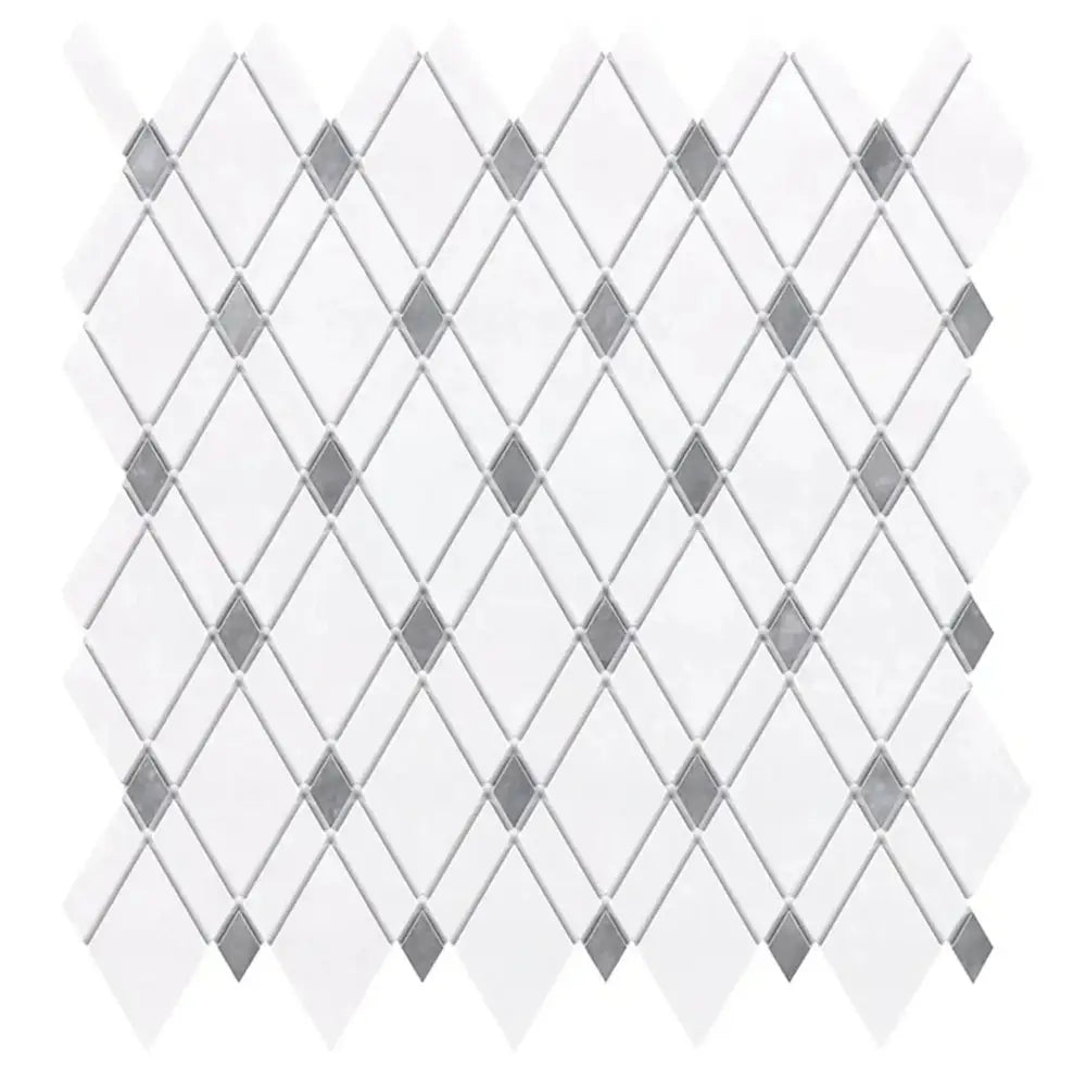 Thassos Supreme Lattice (Thassos Supreme + Blue-Gray) Mosaic Marble-American Stone