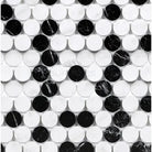 Thassos Supreme Penny-Round (Carrara + Thassos Supreme + Black) Mosaic Marble-American Stone