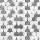 Thassos Supreme Penny-Round (Carrara + Thassos Supreme + Blue-Gray) Mosaic Marble-American Stone