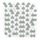 Thassos Supreme Penny-Round (Carrara + Thassos Supreme + Ming Green) Mosaic Marble-American Stone