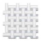 Thassos Supreme Triple-Weave (w/ Blue-Gray) Mosaic Marble-American Stone