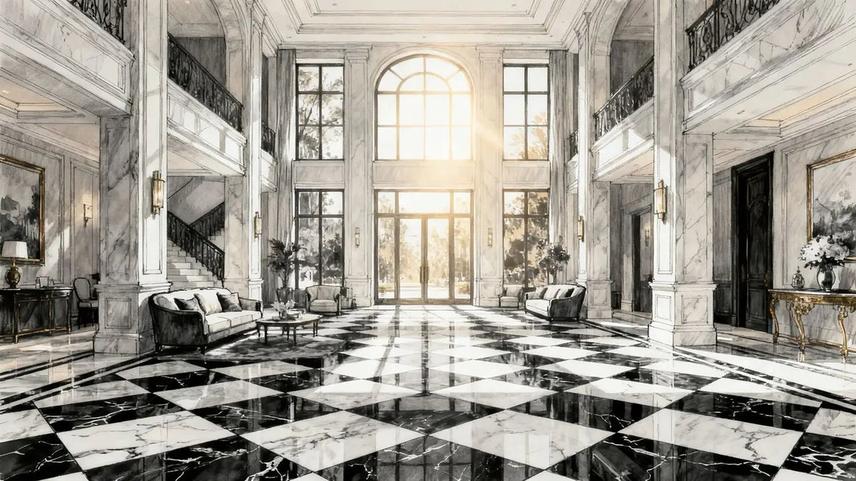 A complete guide to black and white marble tile for timeless interiors