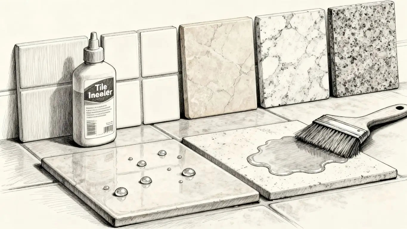 Sellador de azulejos que protege diferentes superficies de azulejos contra daños por agua.