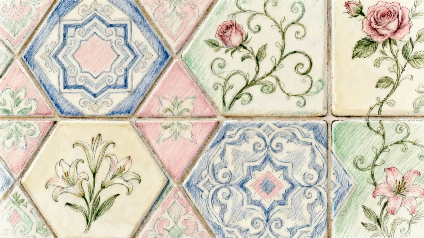 Boceto de patrones clásicos de azulejos franceses
