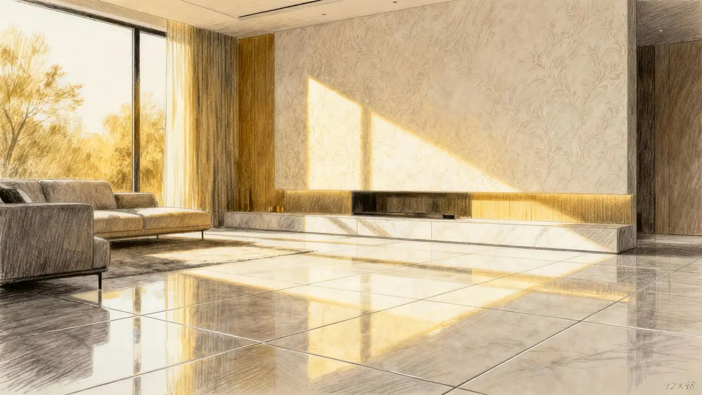 Stylish 12x48 tiles in a modern room.