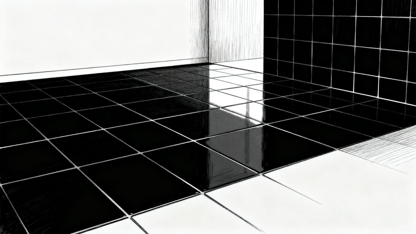 12x12 black tiles transforming a room's interior design.