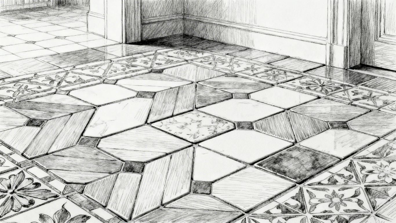 Boceto de diseño de baldosa hidráulica francesa