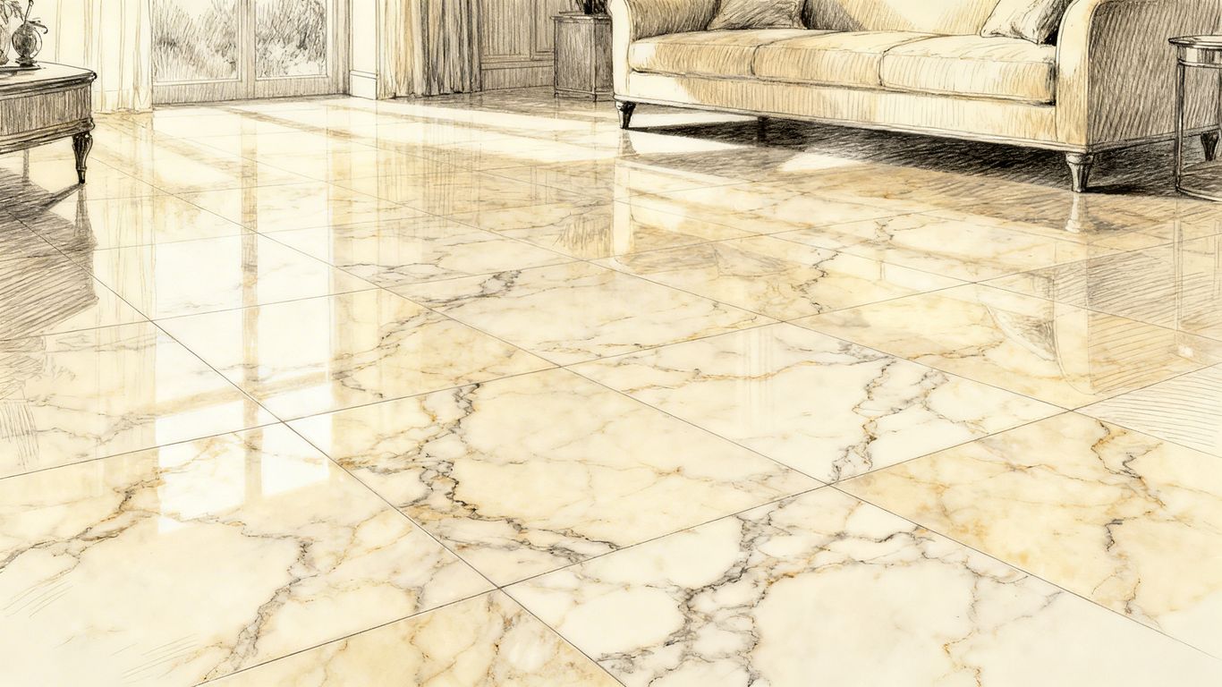 Elegant Botticino marble floor in a home