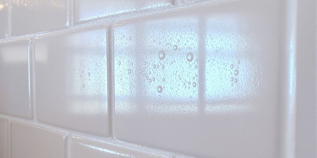 Sealed kitchen backsplash with water beading.