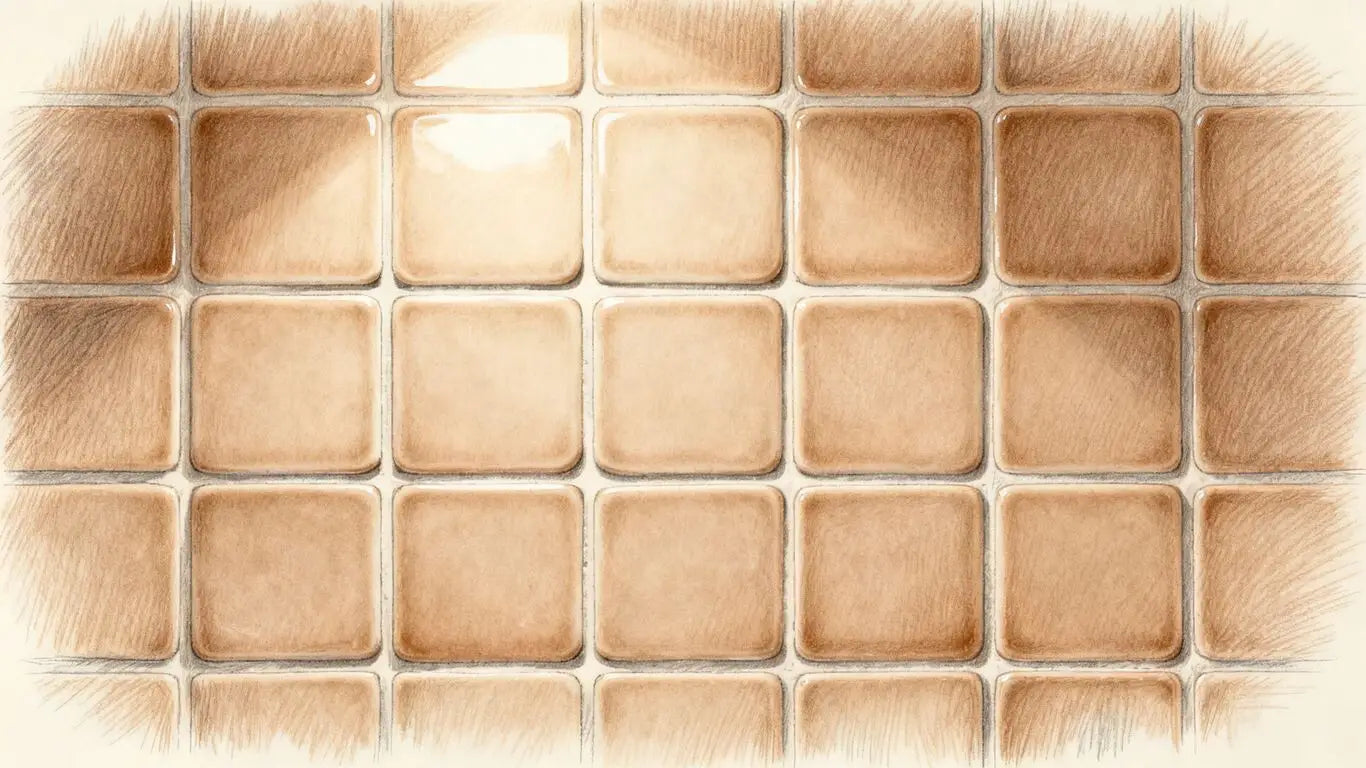 Ceramic penny tile bathroom wall design sketch.