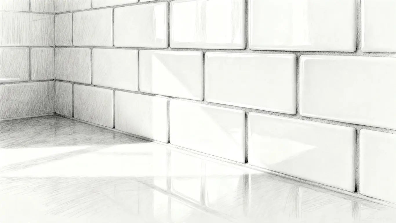 白色地铁瓷砖厨房防溅板草图