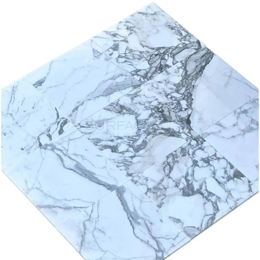 Arabescato Corchia Elite 12X12 Marble Tile with white marble and grey veining