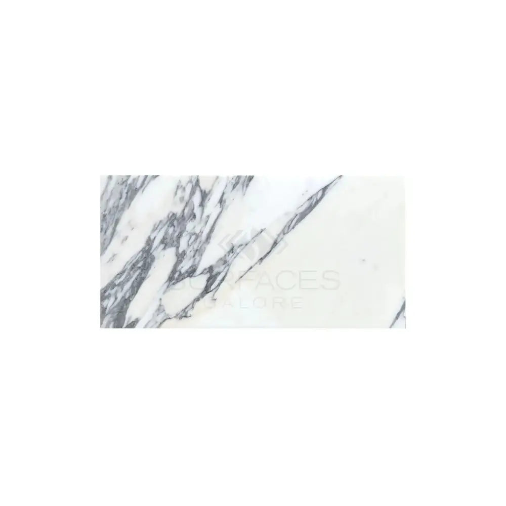 White marble slab with prominent grey veining in Arabescato Corchia Elite 12X24 Marble Tile