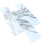 White marble-patterned porcelain tile with grey veining from Arabescato Corchia Elite 12X24 collection